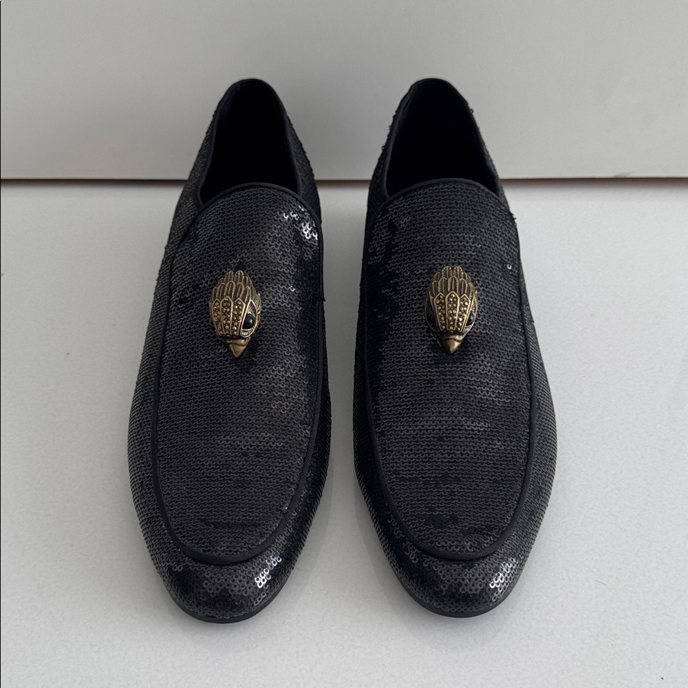 Kurt Geiger Black Loafers with Gold Detail